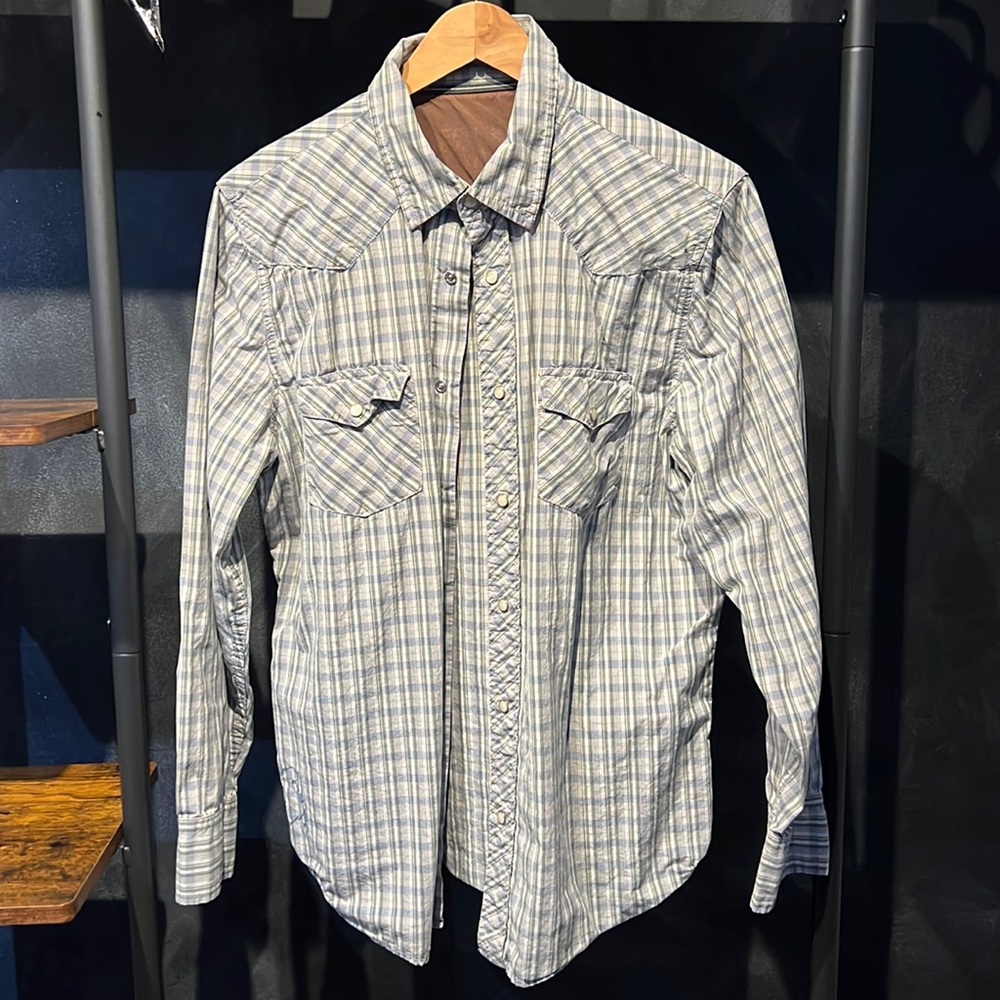 Old Navy western shirt Medium  green & blue. Excellent condition